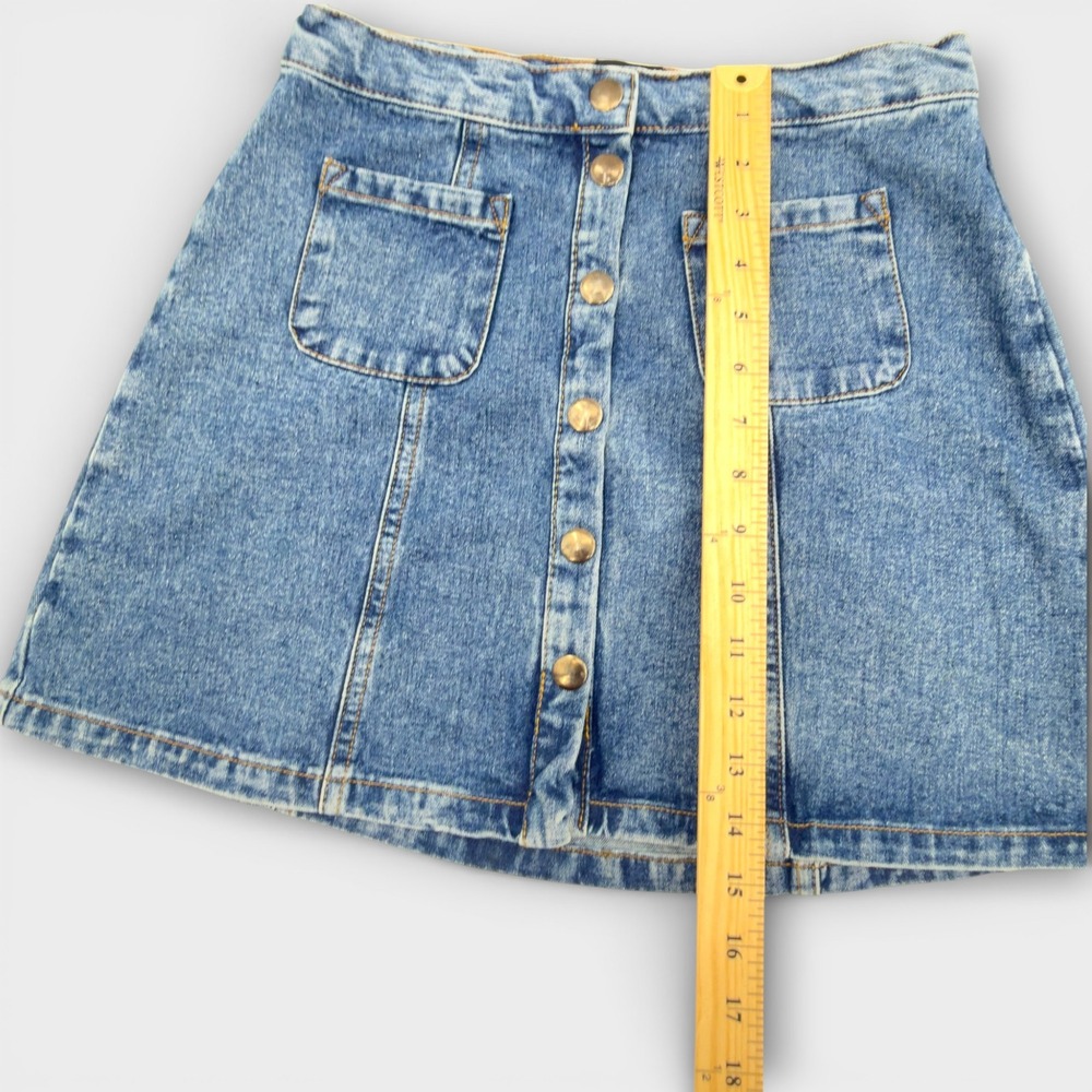 BDG Urban Outfitters Blue Denim Button Front Mini Skirt M Wash Small Indie Retro - Picture 13 of 13